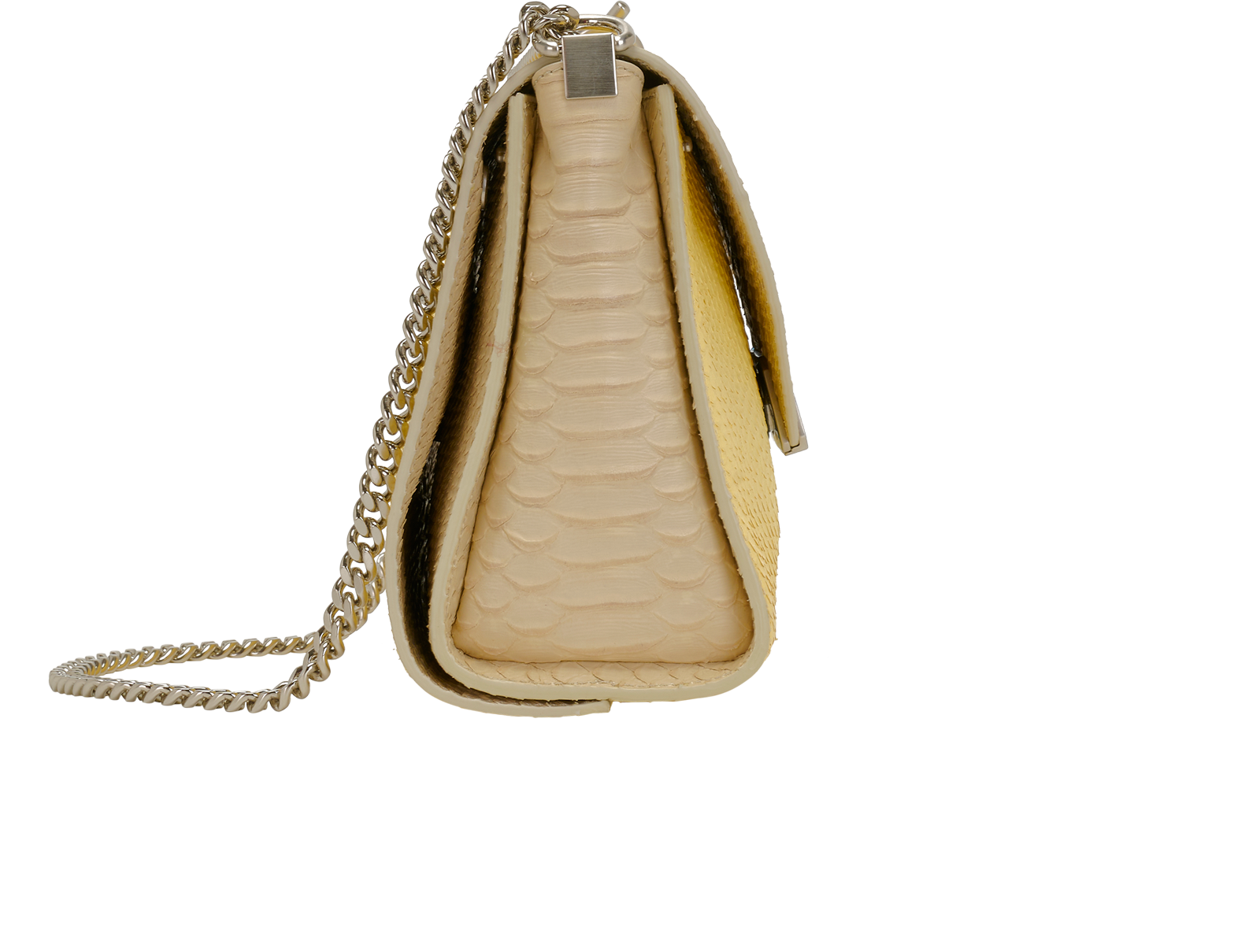 Delphie 2-Way Chain Bag, &pound;250, Handbags, Beige/Yellow, Leather, Side view